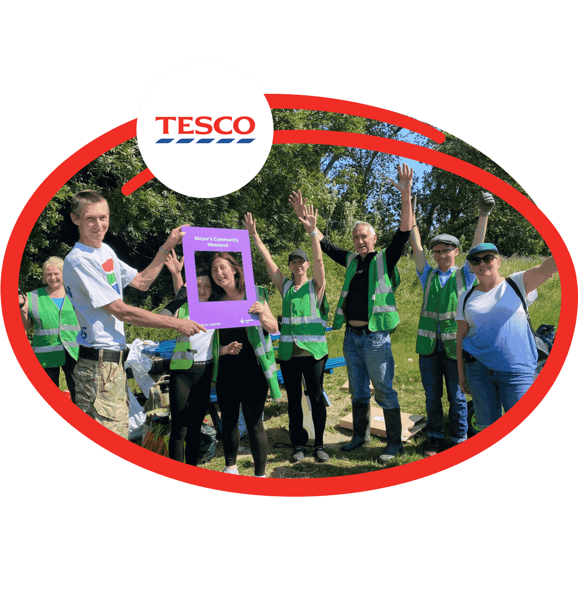 Cheering winners with tesco logo